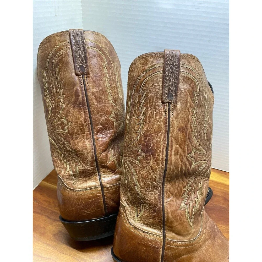 Lucchese Crayton burnished mad dog goat leather western boot 10.5